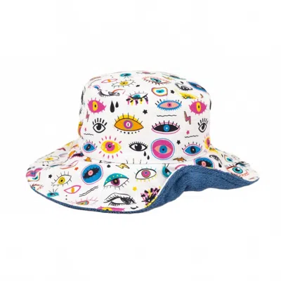 Sun Of A Beach Unisex Starry Eyes Bucket Hat In White/ Blue