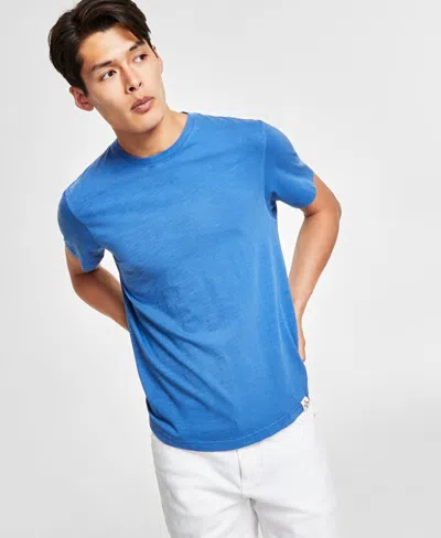 Sun + Stone 100168280mn T-shirt Men Blue Sun Kissed Regular-fit Curved Hem Klss4