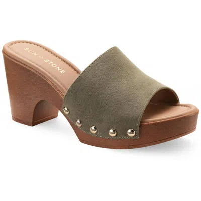 Sun + Stone Alina Womens Leather Open Toe Clogs In Multi