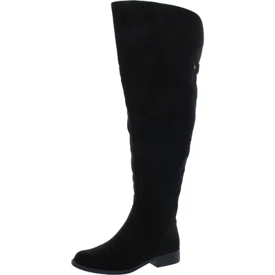 Sun + Stone Womens Faux Suede Almond Toe Thigh-high Boots In Black