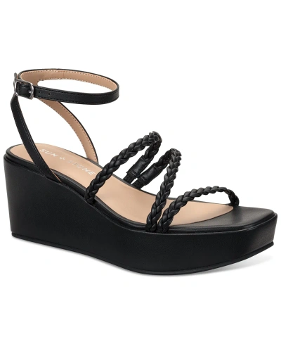 Sun + Stone Women's Alyssaa Ankle-strap Platform Wedge Sandals, Created For Macy's In Black
