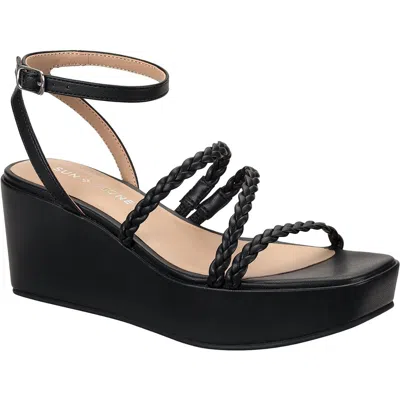 Sun + Stone Alyssaa Womens Strappy Faux Leather Wedge Sandals In Multi