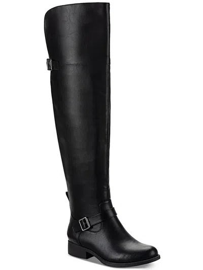 SUN + STONE ANYAA WOMENS FAUX LEATHER OVER-THE-KNEE BOOTS
