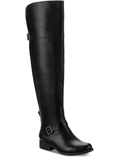 SUN + STONE ANYAA WOMENS FAUX LEATHER TALL OVER-THE-KNEE BOOTS