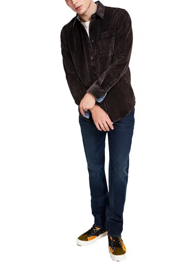 Sun + Stone Ashford Mens Corduroy Long Sleeves Button-down Shirt In Black