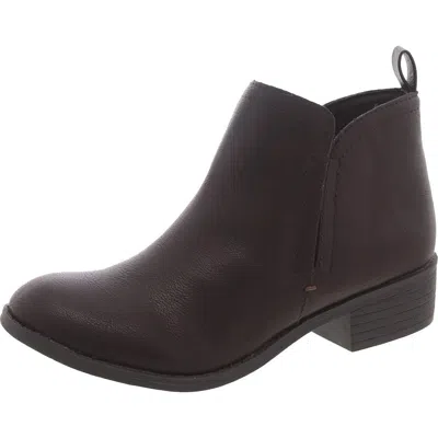 Sun + Stone Cadee Womens Faux Leather Round Toe Booties In Brown