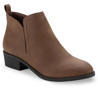Sun + Stone Cadee Womens Faux Leather Zipper Ankle Boots In Brown