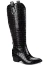 Sun + Stone Dollyy Womens Croc Texture Block Heel Knee-high Boots In Black