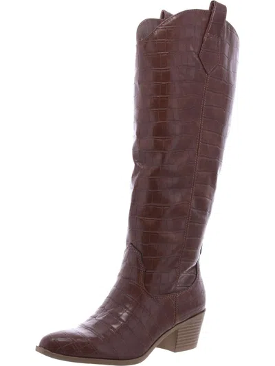 Sun + Stone Dollyy Womens Embossed Man Made Cowboy, Western Boots In Brown