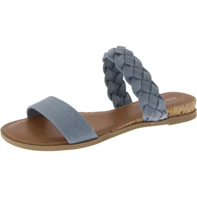 Sun + Stone Eastend Womens Faux Denim Braided Slide Sandals In Blue