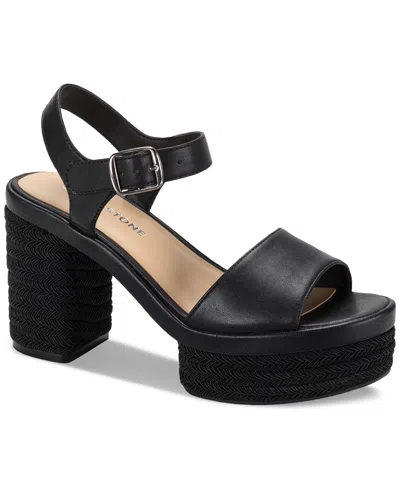 Sun + Stone Women's Edisonn Block Heel Espadrille Platform Sandals, Created For Macy's In Black
