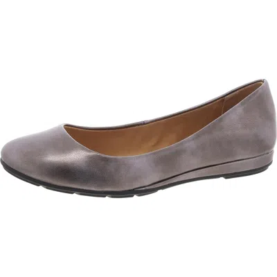 Sun + Stone Eliana Womens Metallic Faux Leather Ballet Flats In Silver