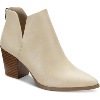 Sun + Stone Eliza Womens Faux Leather Almond Toe Ankle Boots In Ecru