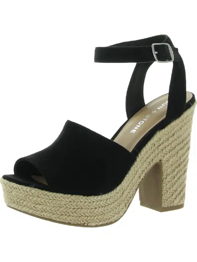 Sun + Stone Fey Womens Faux Suede Espadrille Heels In Black