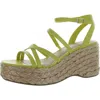 Sun + Stone Finnickk Womens Faux Leather Strappy Wedge Sandals In Green