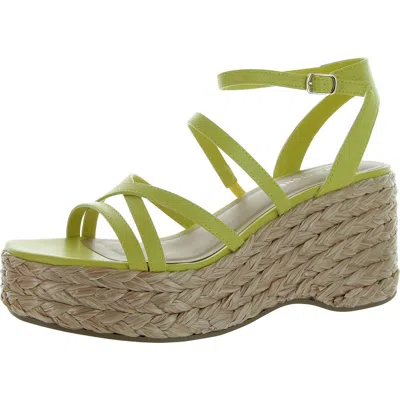 Sun + Stone Finnickk Womens Faux Leather Strappy Wedge Sandals In Green