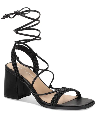 Sun + Stone Women's Gemmaa Lace-up Ankle-tie Dress Sandals, Created For Macy's In Black