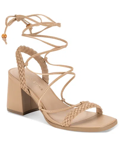 Sun + Stone Women's Gemmaa Lace-up Ankle-tie Dress Sandals, Created For Macy's In Tan