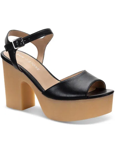 Sun + Stone Gretaa Womens Faux Leather Ankle Strap Heels In Multi