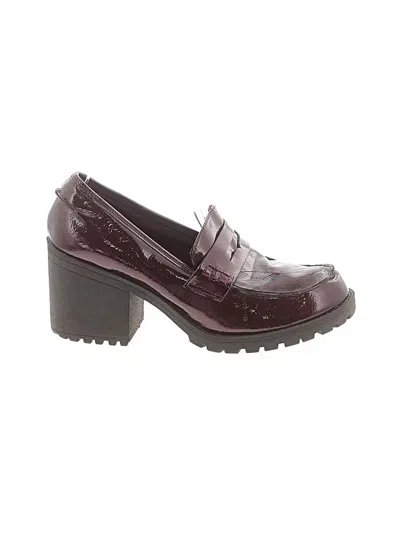 Pre-owned Sun + Stone Heels In Burgundy