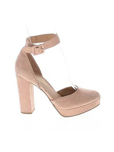 Pre-owned Sun + Stone Heels In Tan