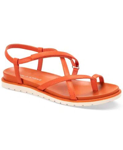 Sun + Stone Women's Juune Toe Loop Strappy Flat Sandals, Created For Macy's In Orange