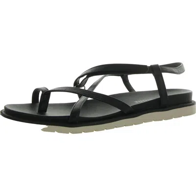 Sun + Stone Juune Womens Ankle Strap Flat Slingback Sandals In Black