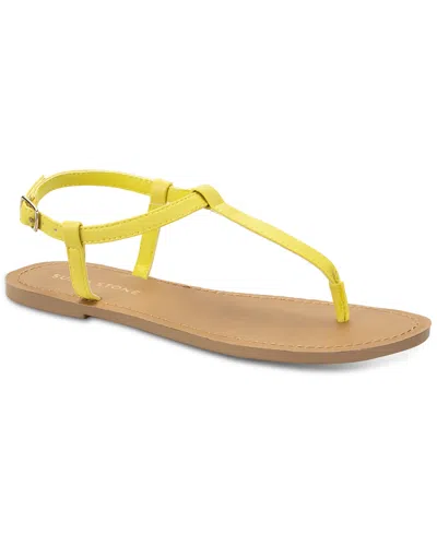 Sun + Stone Women's Krisleyy T Strap Thong Flat Sandals, Created For Macy's In Citron