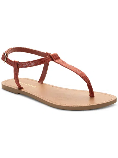 Sun + Stone Krisleyy Womens Embossed Slingback T-strap Sandals In Multi