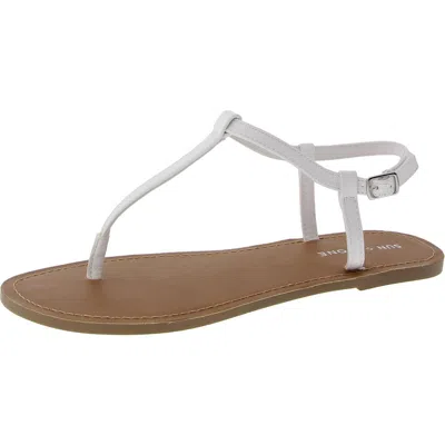 Sun + Stone Krisleyy Womens Embossed Slingback T-strap Sandals In White