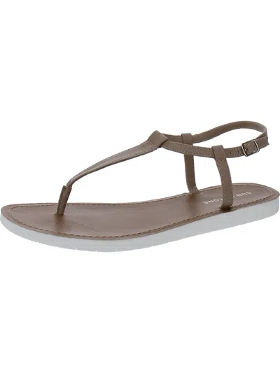 Sun + Stone Kristi Womens Faux Leather Slingback Flat Sandals In Beige