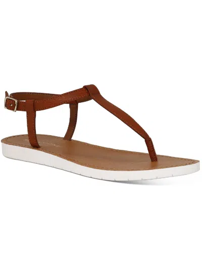 Sun + Stone Kristi Womens Faux Leather Slingback Flat Sandals In Green