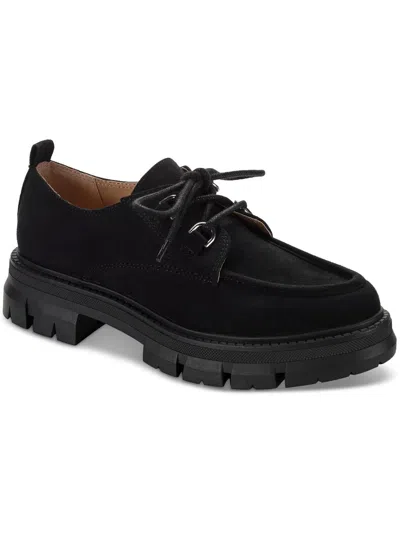 Sun + Stone Linnaa Womens Faux Suede Round Toe Loafers In Black