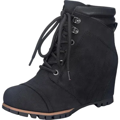 Sun + Stone Lizzie Womens Cold Weather Ankle Wedge Boots In Black