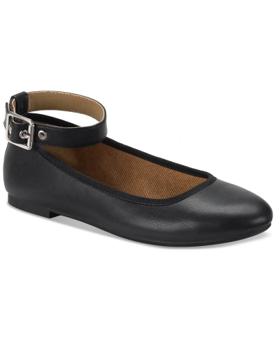 Sun + Stone Women's Luellaa Buckled Ankle-strap Flats, Created For Macy's In Black