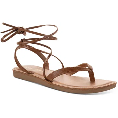 Sun + Stone Maggiee Womens Strappy Flat Thong Sandals In Brown