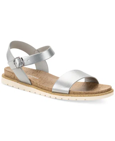 Sun + Stone Mattie Flat Sandals, Created For Macy's In Silver