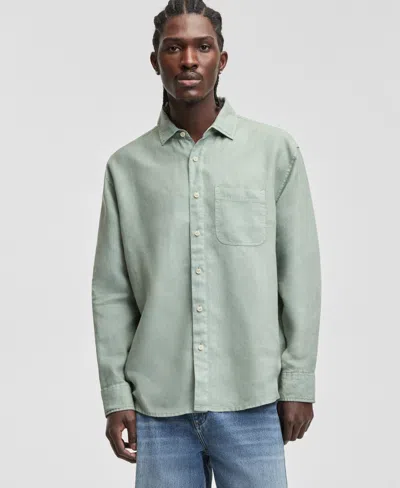 Sun + Stone Men's 100% Linen Relaxed Long-sleeve Garment-dyed Shirt, Macy's Exclusive In Green