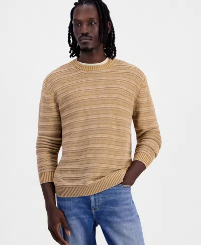 Sun + Stone Men's Acid Stripe Long-sleeve Sweater, Macy's Exclusive In Brown