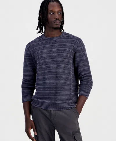 Sun + Stone Men's Acid Stripe Long-sleeve Sweater, Macy's Exclusive In Blue