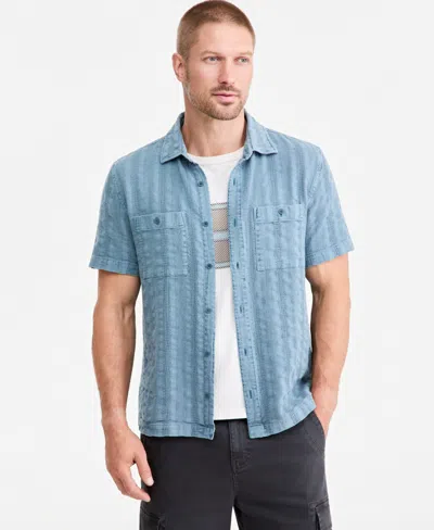 Sun + Stone Men's Addams Short-sleeve Textured Shirt, Macy's Exclusive In Blue