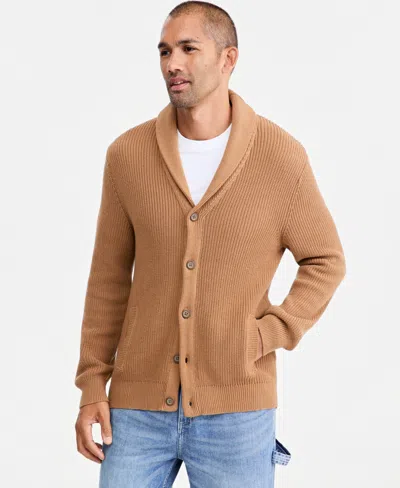 Sun + Stone Men's Alvin Cardigan Sweater, Created For Macy's In Beechwood