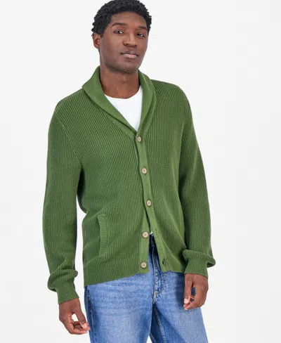 Sun + Stone Men's Alvin Cardigan Sweater, Created For Macy's In Country Olive