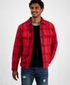 Sun + Stone Men's Amos Long Sleeve Snap-front Plaid Shirt Jacket, Created For Macy's In All Star Red