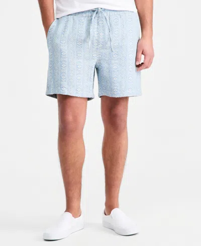 Sun + Stone Men's Aqua Geo Cotton Shorts, Macy's Exclusive In Black