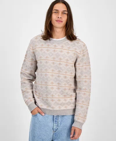 Sun + Stone Men's Archer Long-sleeve Crewneck Sweater, Macy's Exclusive In Gray