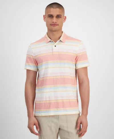 Sun + Stone Men's Baja Striped Short Sleeve Polo Shirt, Created For Macy's In Sea Coral