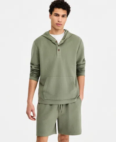 Sun + Stone Men's Beach Terry Button-placket Hoodie, Macy's Exclusive In Multi