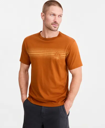 Sun + Stone Men's Ben Bonfire Stripe Graphic T-shirt, Macy's Exclusive In Brown