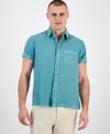 Sun + Stone Men's Blake Linen Chambray Short Sleeve Button-front Shirt, Created For Macy's In Bristol Blue